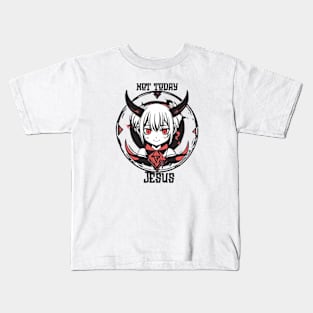 not today jesus evil cute anime girl Kids T-Shirt